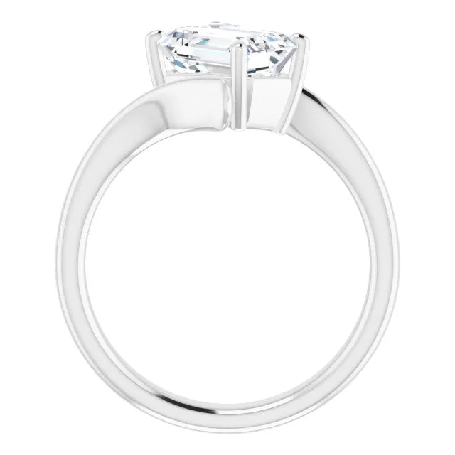 Cubic Zirconia Engagement Ring- The Alva (Customizable Radiant Cut Solitaire with Thin, Bypass-style Band)