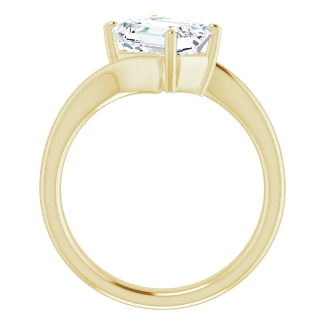 Cubic Zirconia Engagement Ring- The Alva (Customizable Radiant Cut Solitaire with Thin, Bypass-style Band)