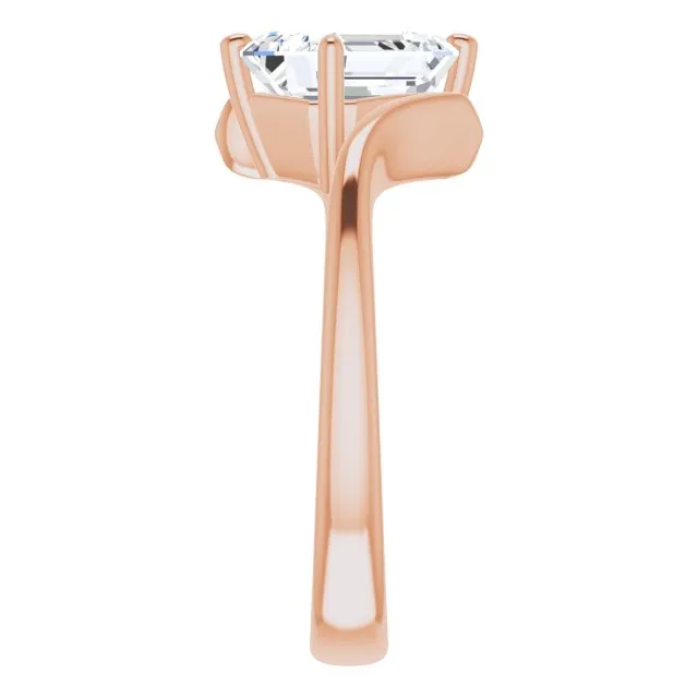 Cubic Zirconia Engagement Ring- The Alva (Customizable Radiant Cut Solitaire with Thin, Bypass-style Band)