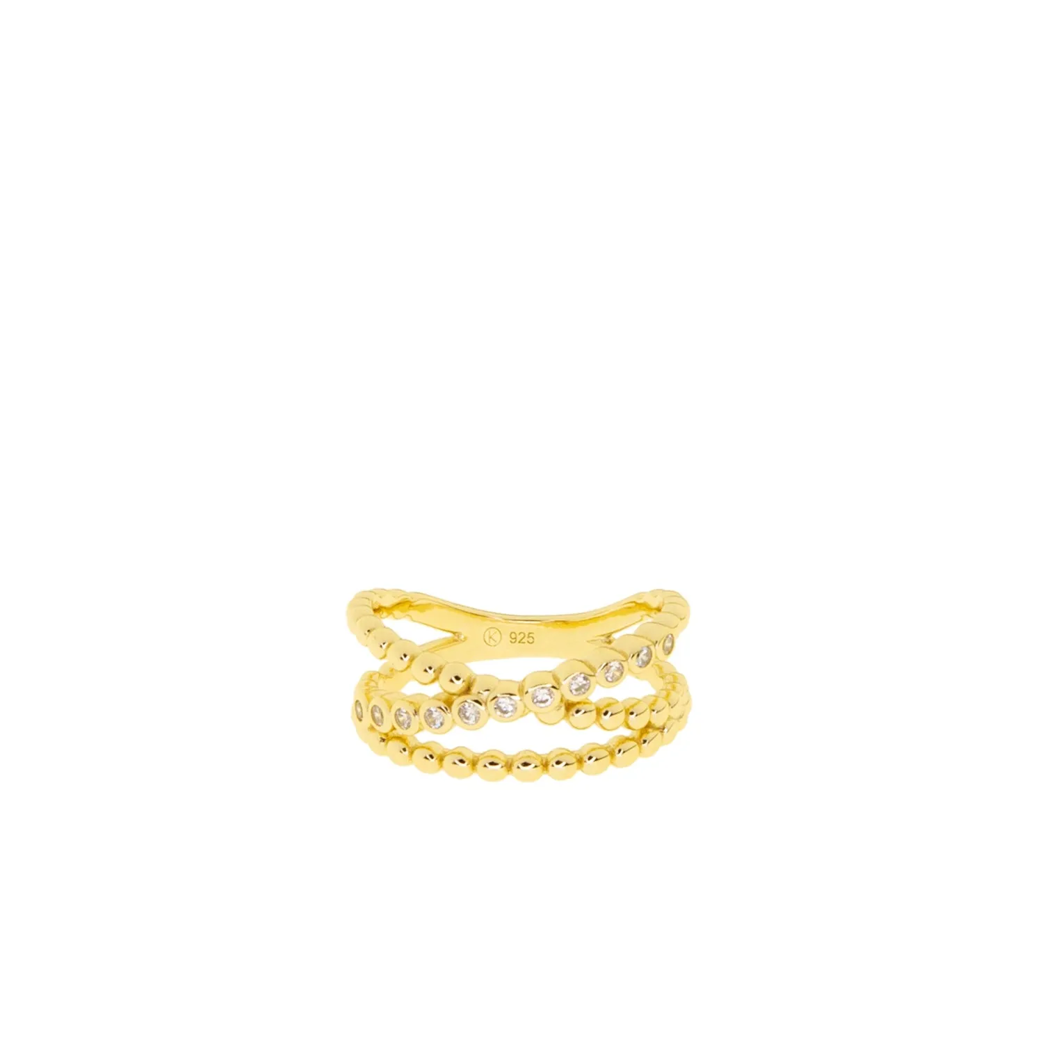 cz and plain ball crossover ring