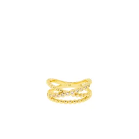 cz and plain ball crossover ring