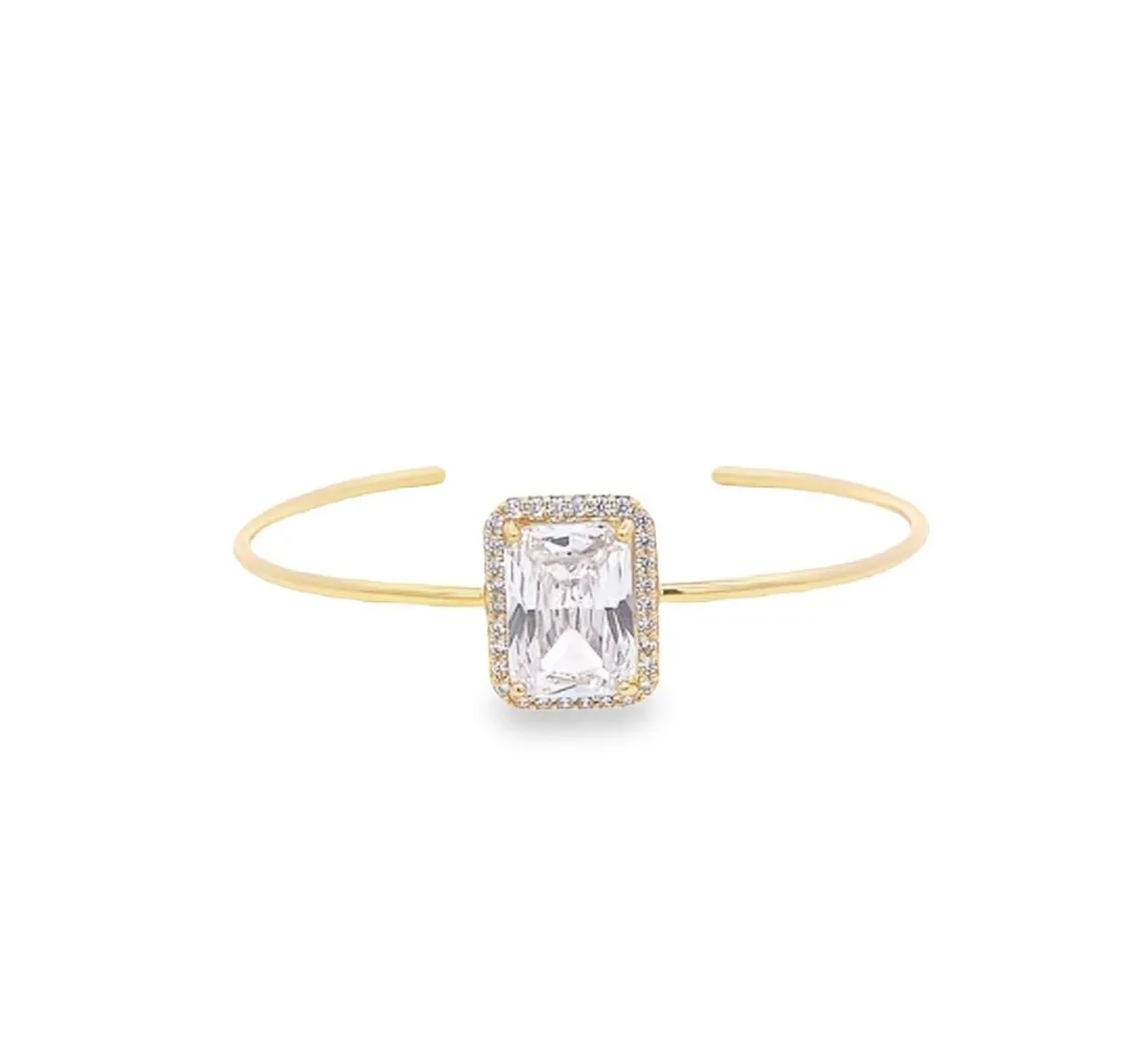 CZ Pave Stone Bangle Bracelet (B112)