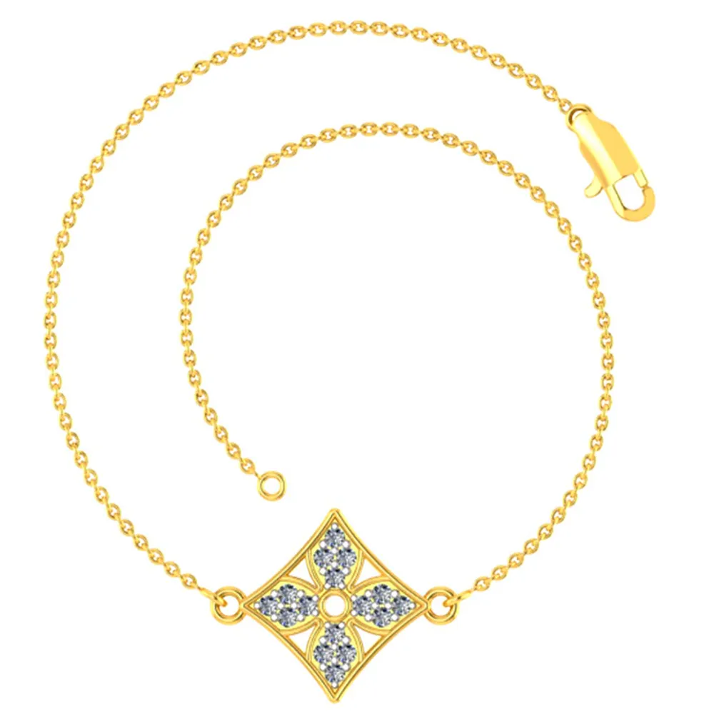 Dainty Designer 14k Gold And Diamond Embellished Bracelet From Pc Chandra Jewellers