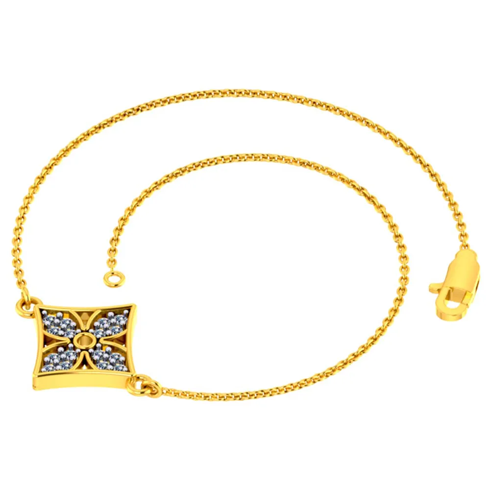 Dainty Designer 14k Gold And Diamond Embellished Bracelet From Pc Chandra Jewellers