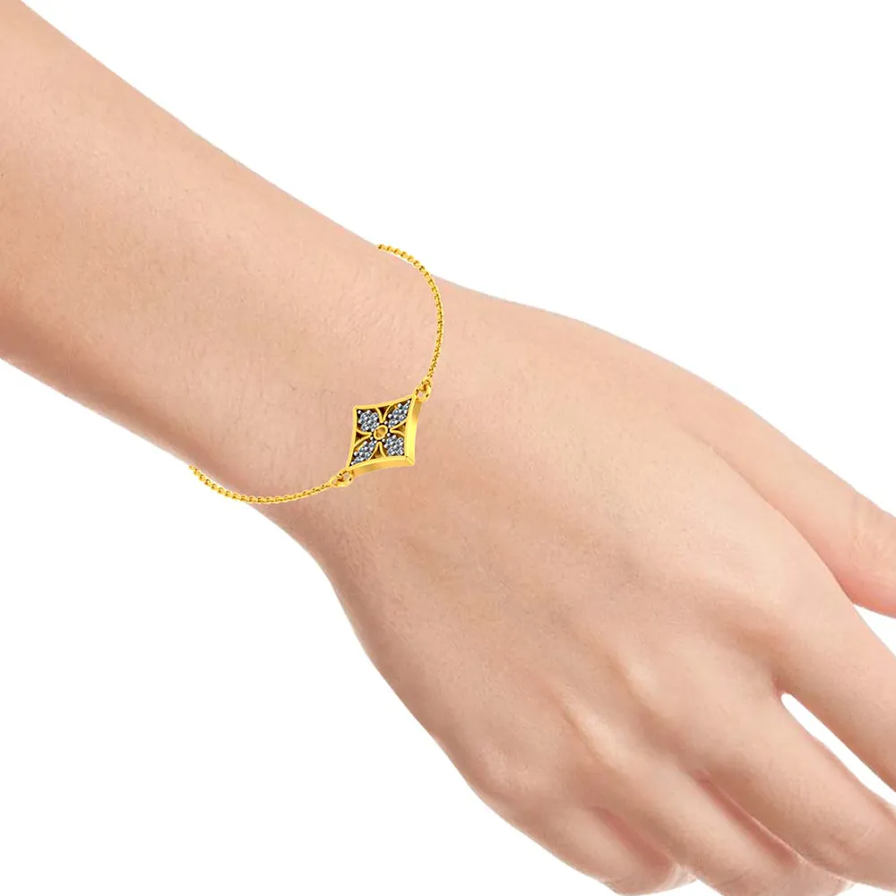 Dainty Designer 14k Gold And Diamond Embellished Bracelet From Pc Chandra Jewellers