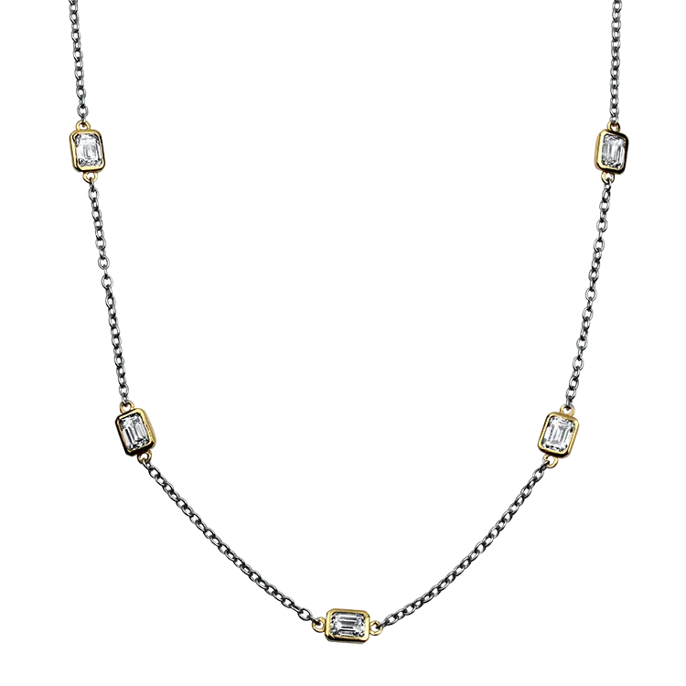 David Weisz 18k Yellow Gold Emerald Cut Diamond by the Yard Necklace