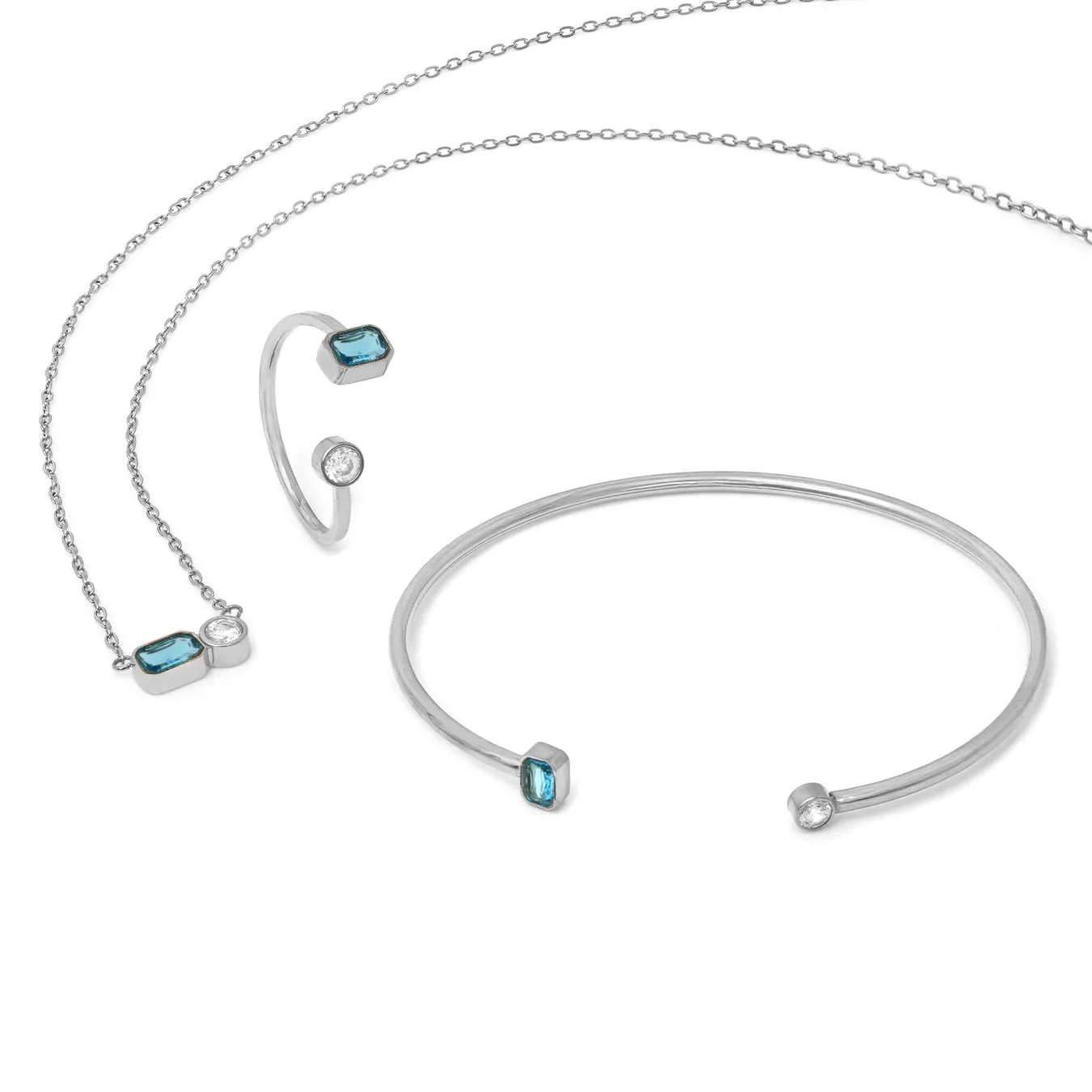December Blue Topaz Birthstone Gift Set - Silver