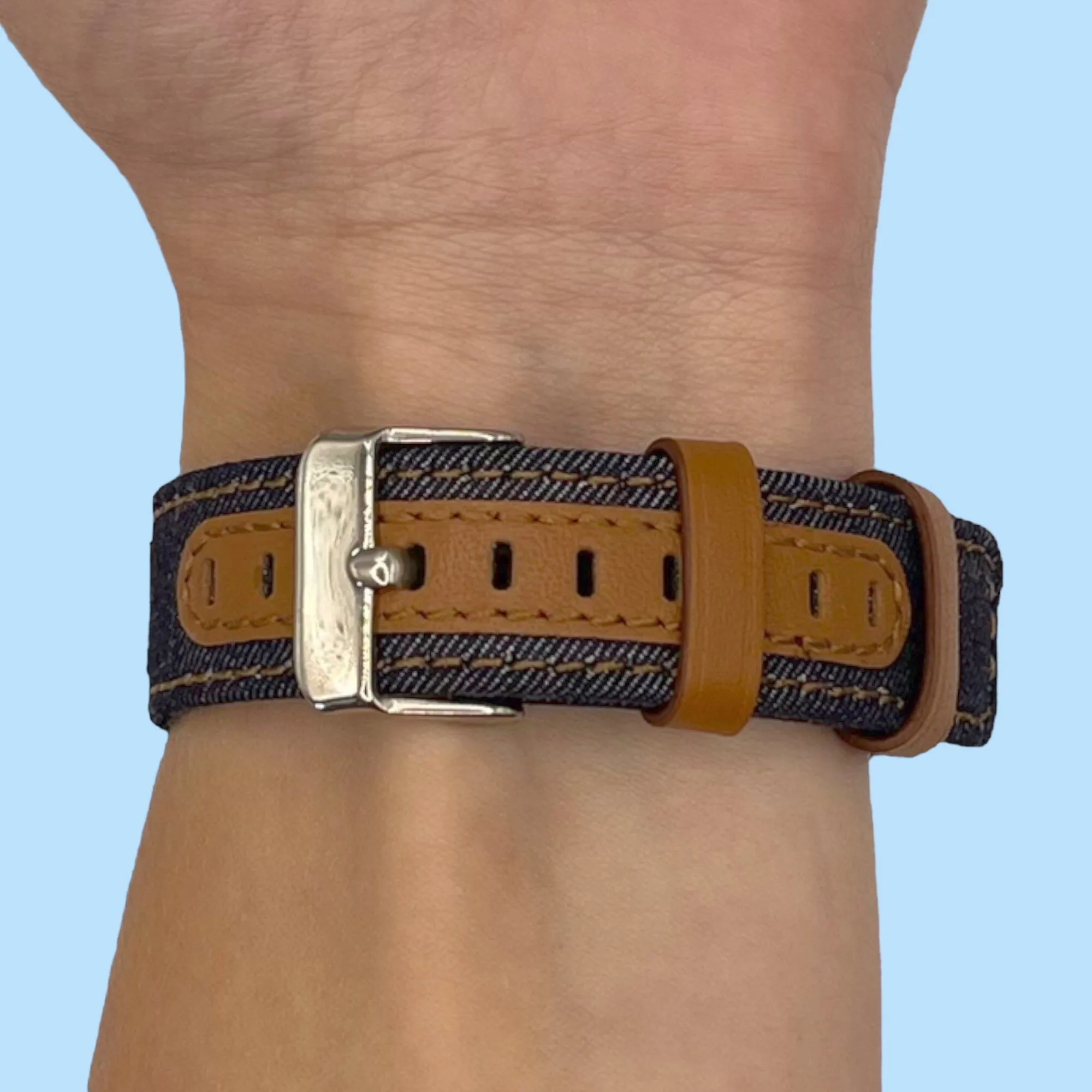 Denim & Leather Watch Straps Compatible with the Olympic 22mm Range
