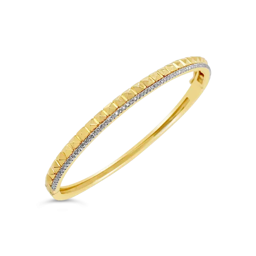 Diamond & Pyramid Design Bangle Bracelet