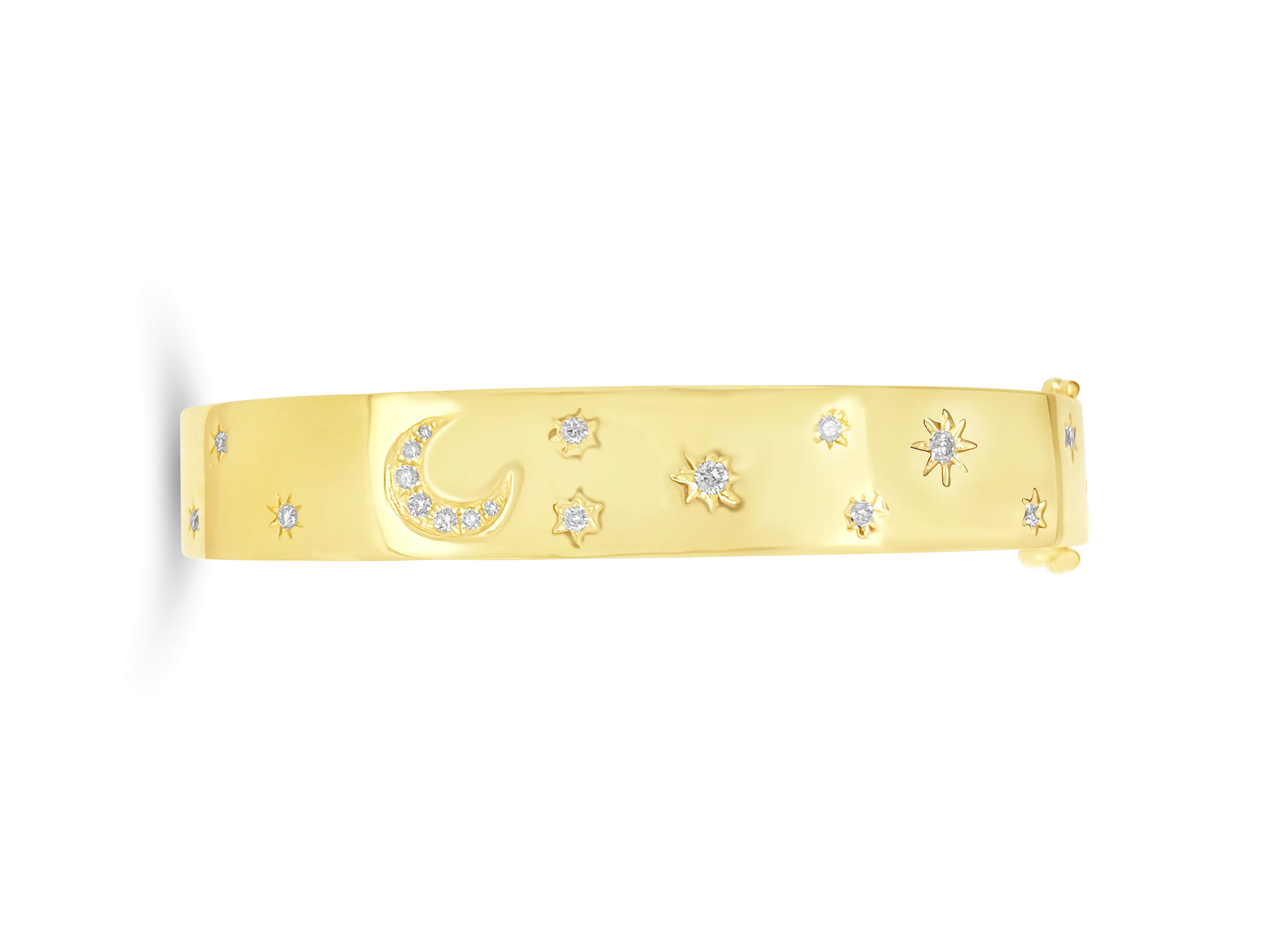 Diamond Moon & Stars Bangle Bracelet