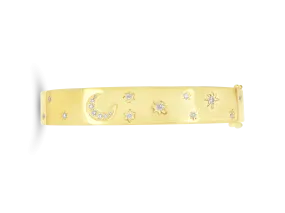 Diamond Moon & Stars Bangle Bracelet