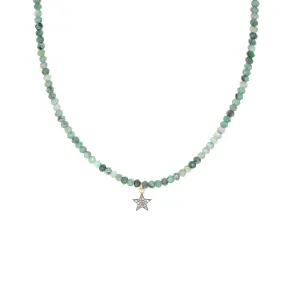 Diamond Star & Emerald Bead Necklace