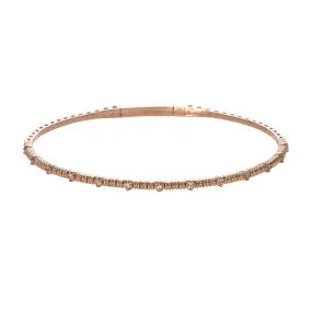 Diamond Station 14K Rose Gold Ribbed Flexible Bangle