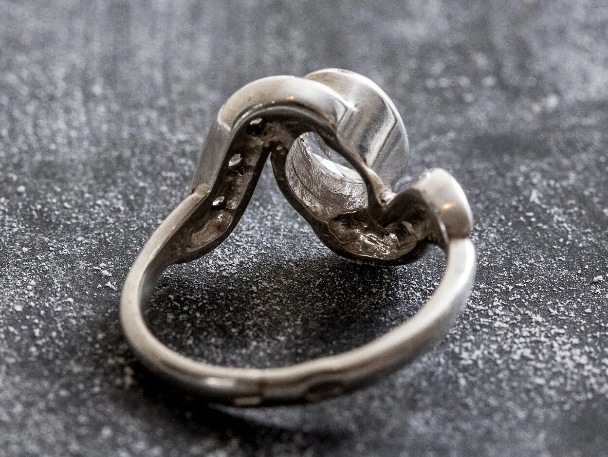Diamond Vintage Ring - Oval Diamond Ring - Diamond Bezel Ring