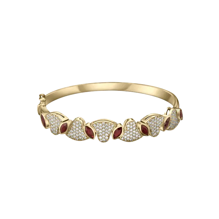 Diamonds and Rubies Lotus Bangle