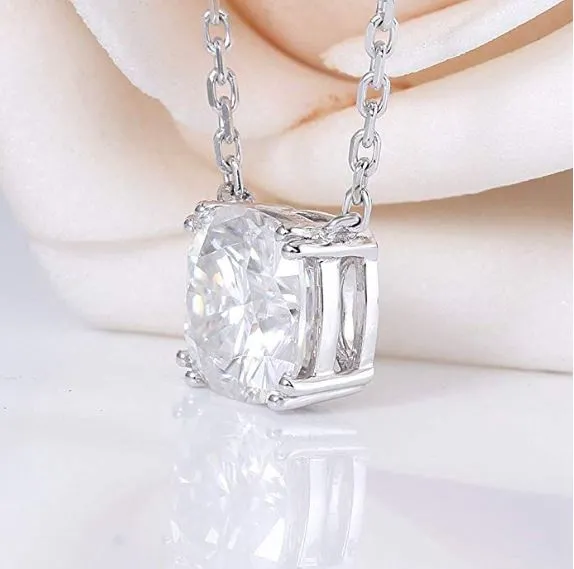 Doveggs solitaire cushion moissanite pendant necklace for women