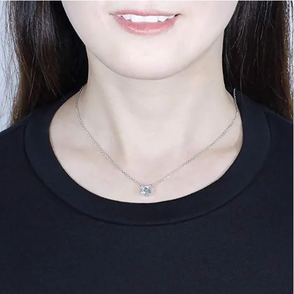 Doveggs solitaire cushion moissanite pendant necklace for women