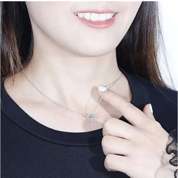 Doveggs solitaire cushion moissanite pendant necklace for women