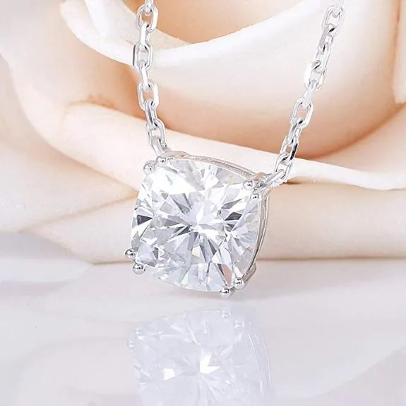 Doveggs solitaire cushion moissanite pendant necklace for women