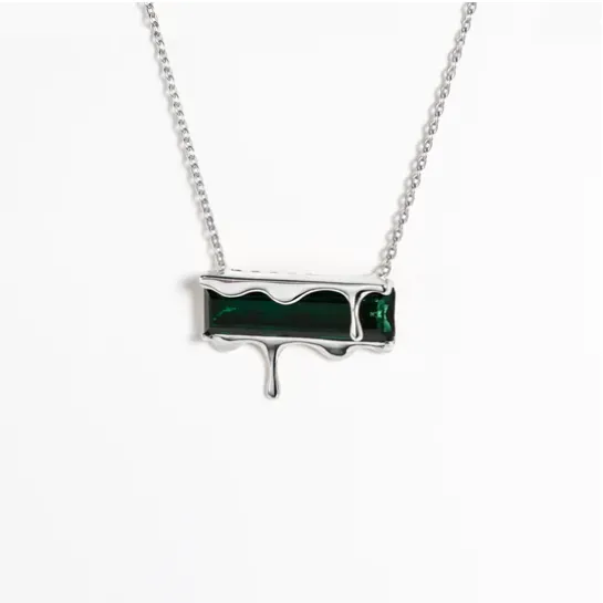 Dripping Gemstone Pendant Necklace Silver in various gemstones