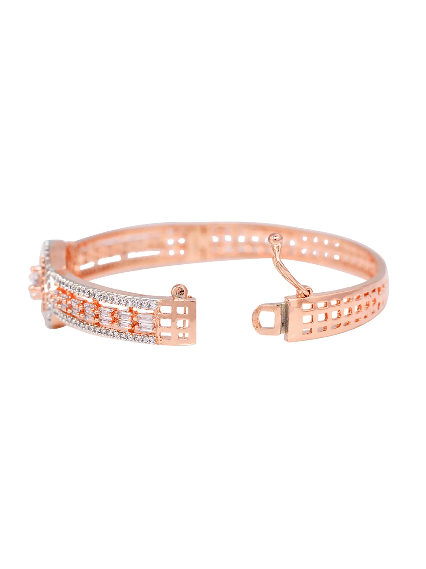 Drop Design Diamond Studded Bracelet,Rose Gold Plated For Women And Girls - Saraf Rs Jewellery