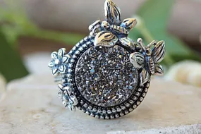 Druzy gemstone ring