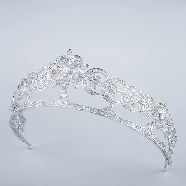 Duchess of Teck's Crescent Replica Tiara for Wedding,Crystal Princess Tiaras Crown for Bride Hair Jewelry TR15129