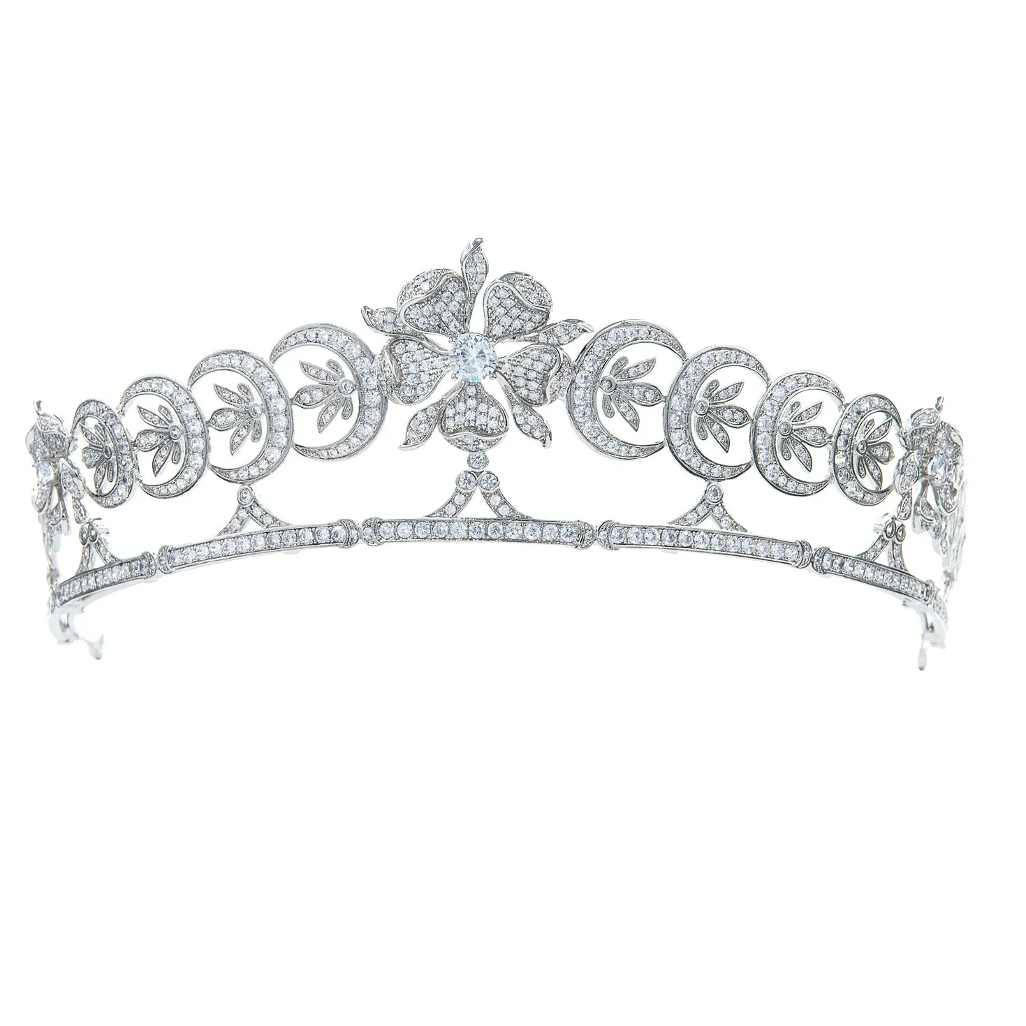 Duchess of Teck's Crescent Replica Tiara for Wedding,Crystal Princess Tiaras Crown for Bride Hair Jewelry TR15129