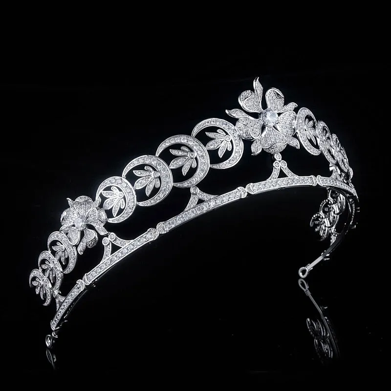 Duchess of Teck's Crescent Replica Tiara for Wedding,Crystal Princess Tiaras Crown for Bride Hair Jewelry TR15129