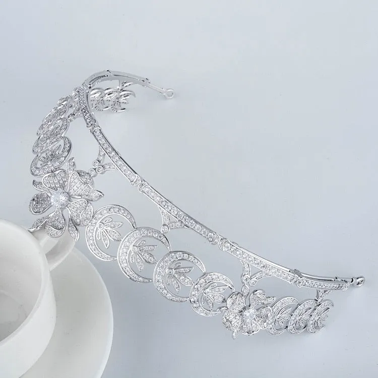 Duchess of Teck's Crescent Replica Tiara for Wedding,Crystal Princess Tiaras Crown for Bride Hair Jewelry TR15129