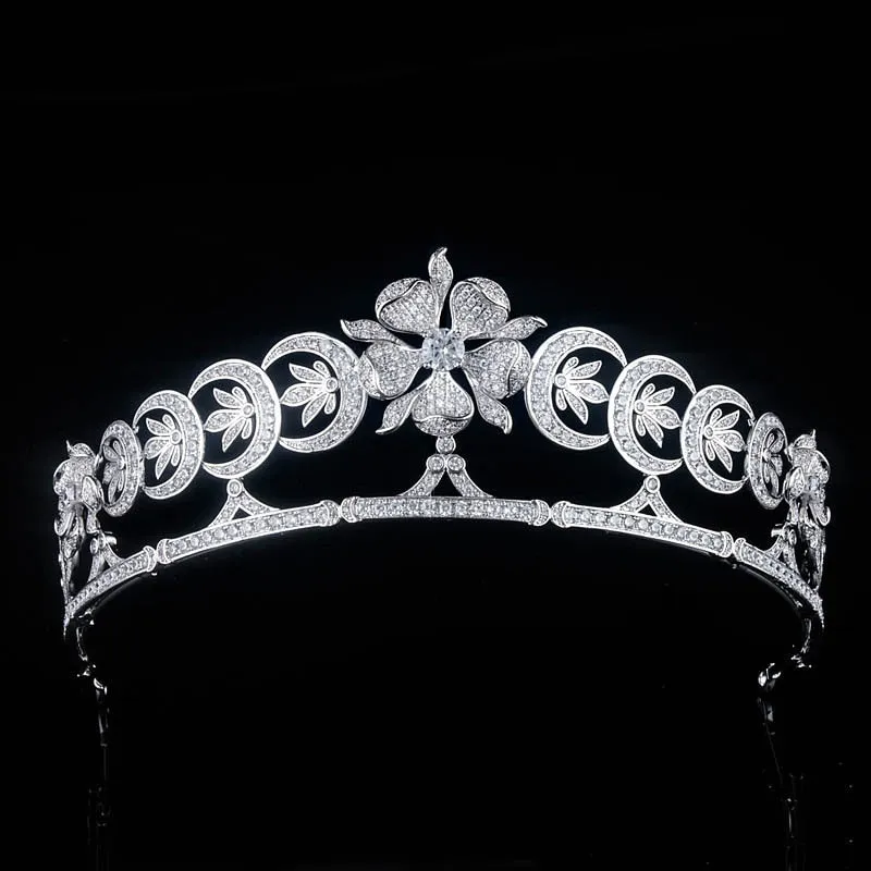 Duchess of Teck's Crescent Replica Tiara for Wedding,Crystal Princess Tiaras Crown for Bride Hair Jewelry TR15129