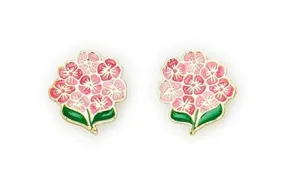 Earrings - Hydrangea Flowers, PINK
