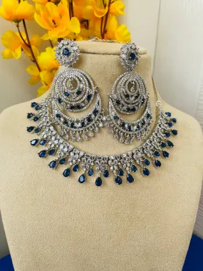 EMERALD  BLUE NECKLACE-Elegance113