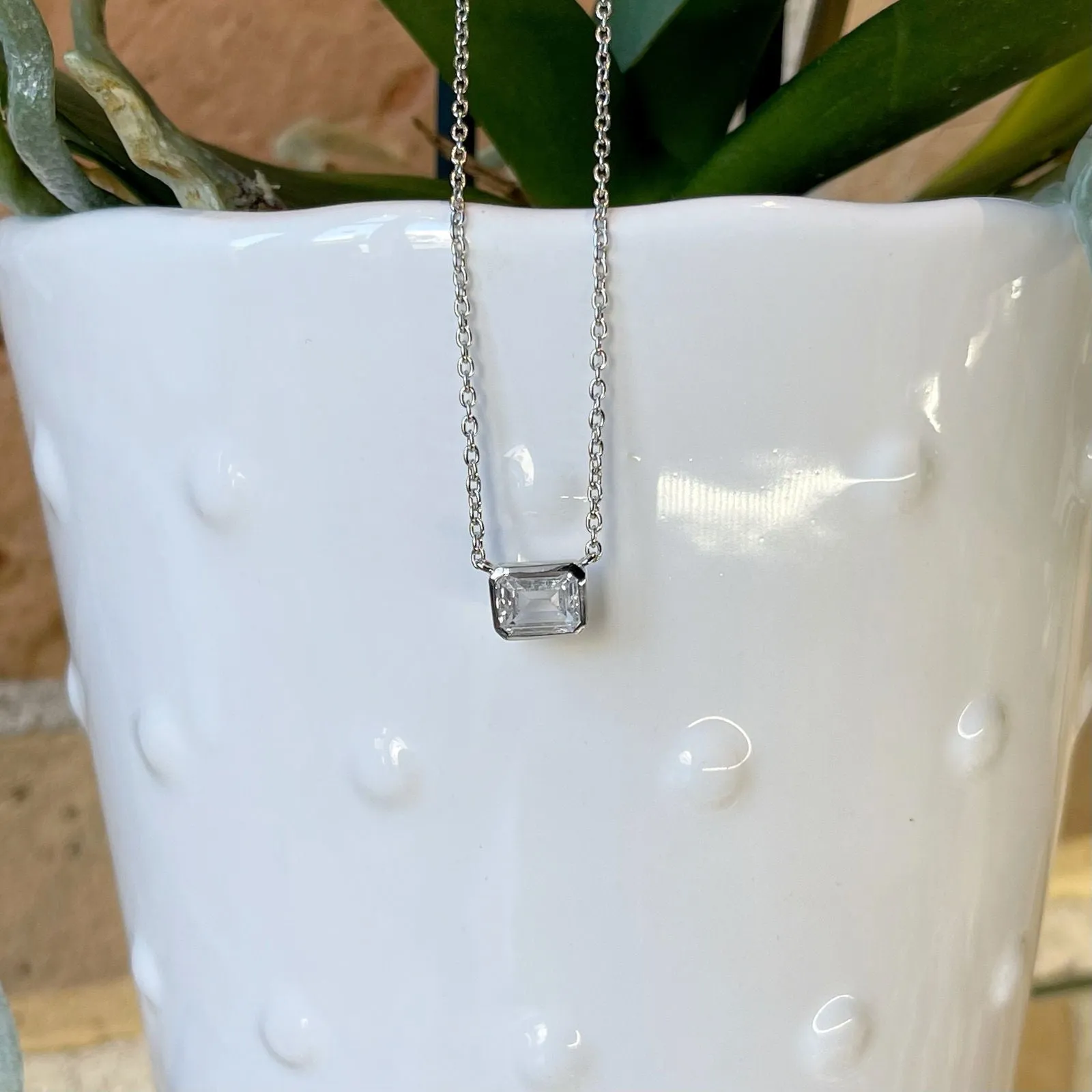 Emerald Cut CZ Necklace