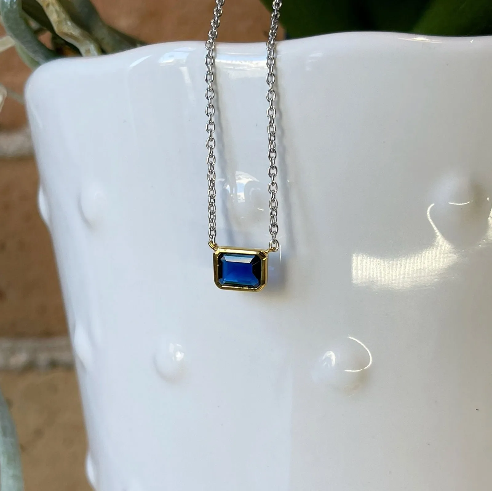 Emerald Cut CZ Necklace