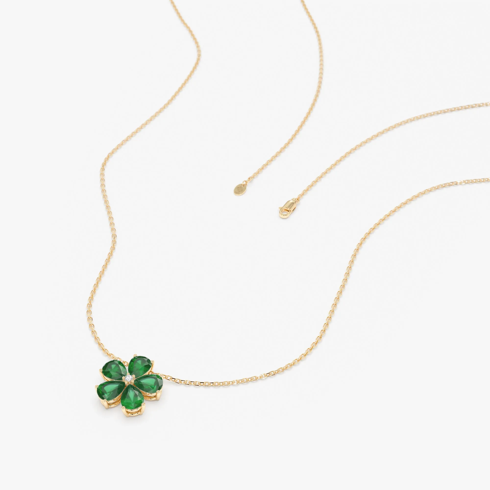 Emerald Flower with Petite Diamond Necklace, Lia
