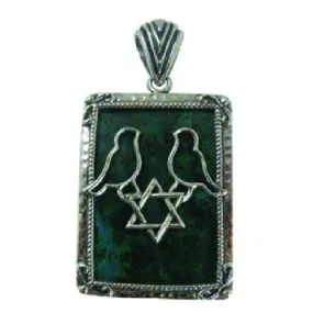 Emerald Green Judaic Star Peace Dove Necklace Pendant Jewelry