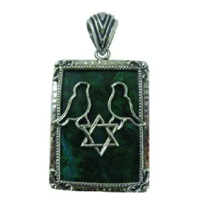Emerald Green Judaic Star Peace Dove Necklace Pendant Jewelry