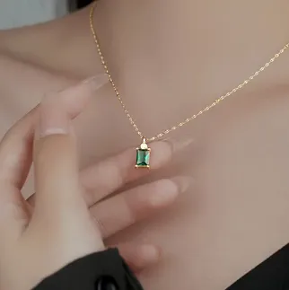 EMERALD SKY - Emerald CZ Necklace in Sterling Silver or 18K Gold