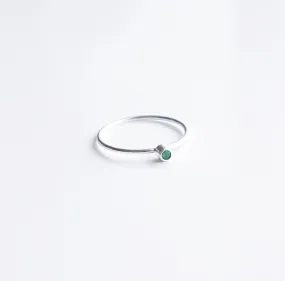Emerald Tiny Little Ring, .925 Sterling Silver Dainty Luxury Minimalist Ring