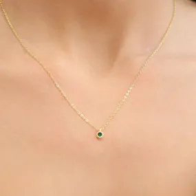EMMY - Dainty Gold Chain with Emerald Charm Necklace