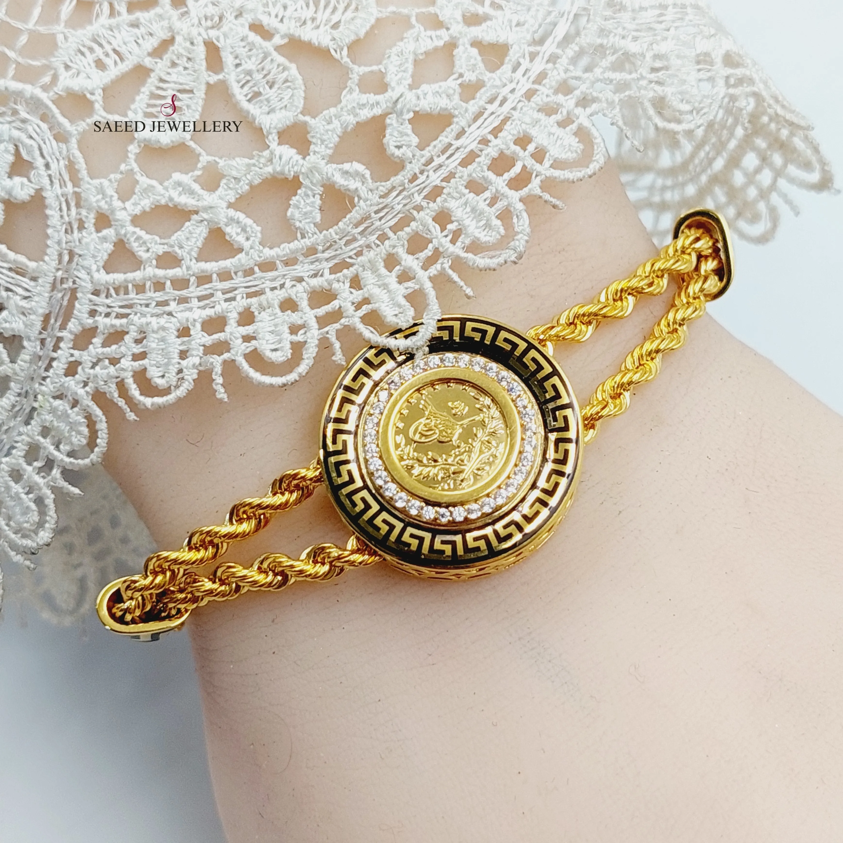 Enameled & Zircon Studded Rope Bracelet