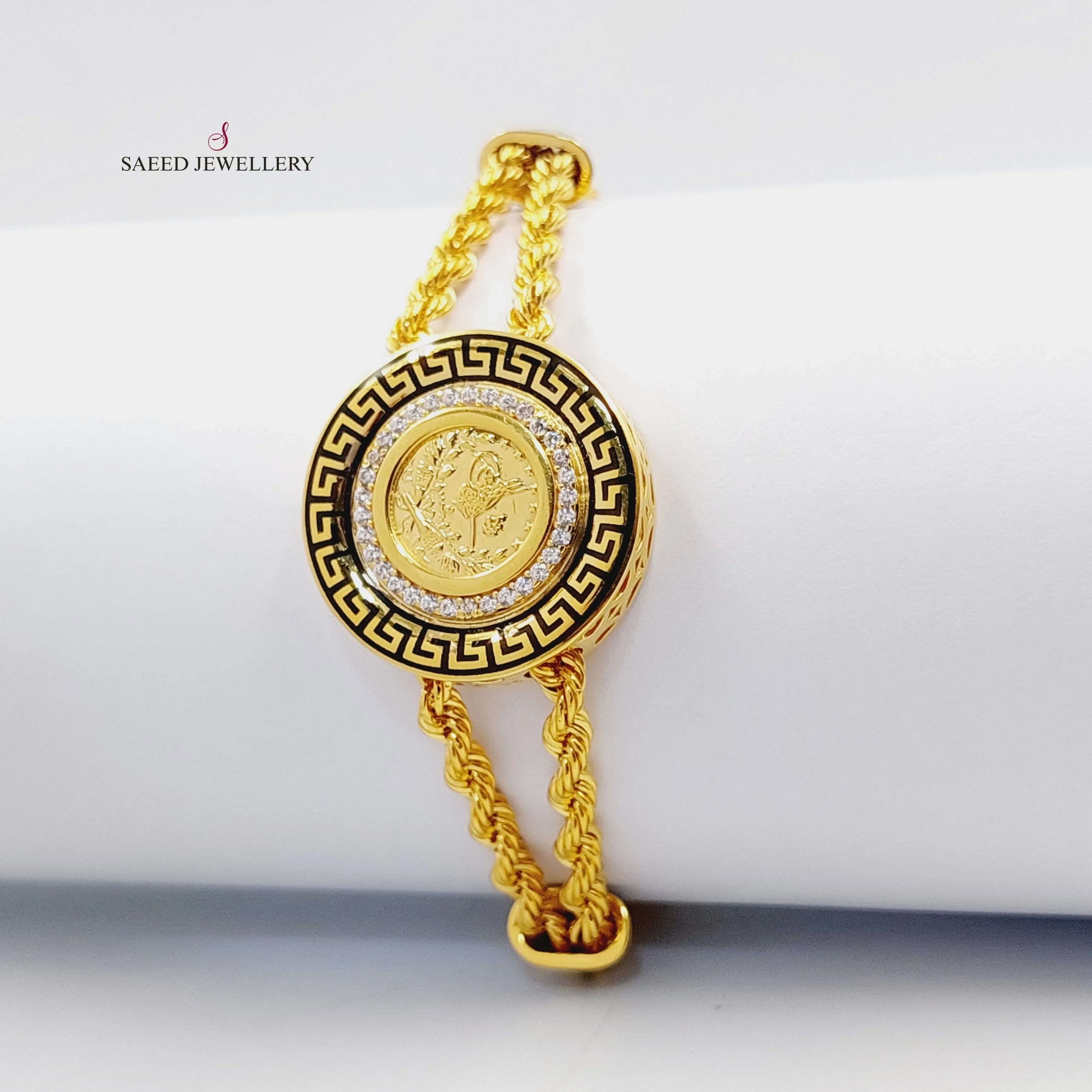 Enameled & Zircon Studded Rope Bracelet