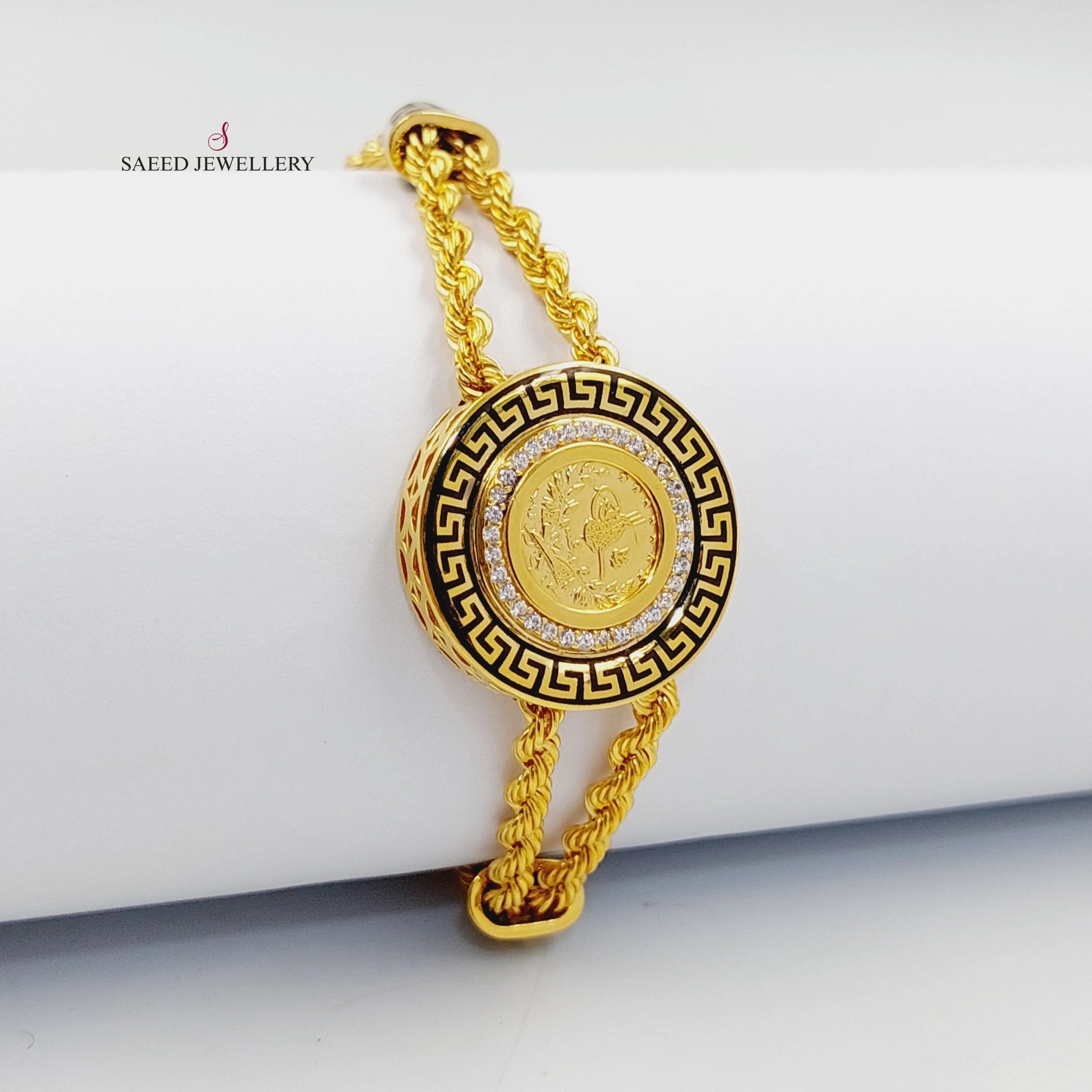 Enameled & Zircon Studded Rope Bracelet