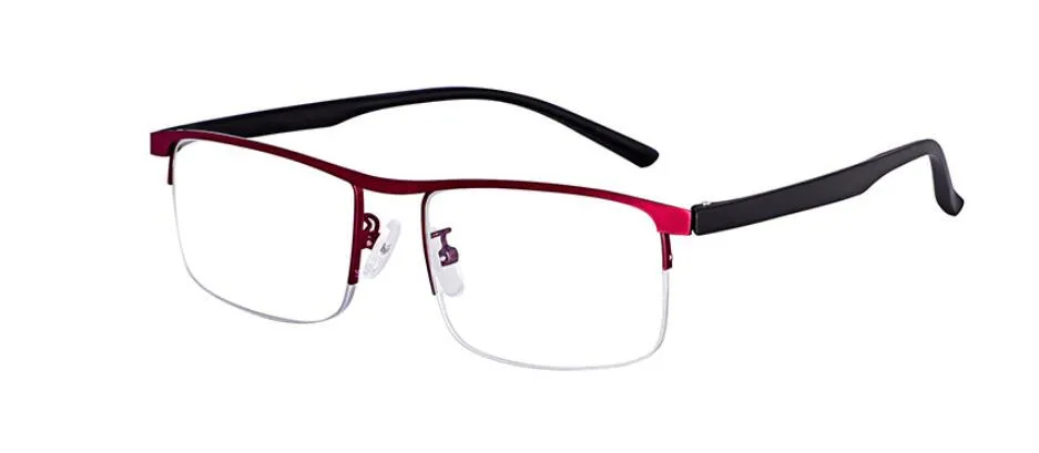 Evun Huo Unisex Full Rim Square Stainless Steel Progressive Reading Glasses 0998