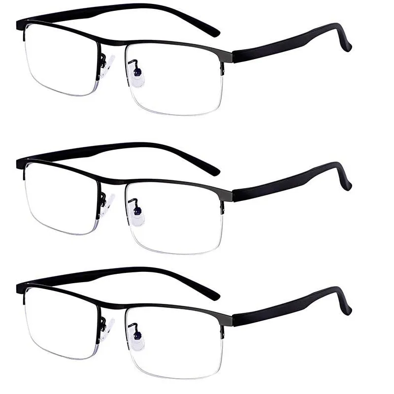 Evun Huo Unisex Full Rim Square Stainless Steel Progressive Reading Glasses 0998