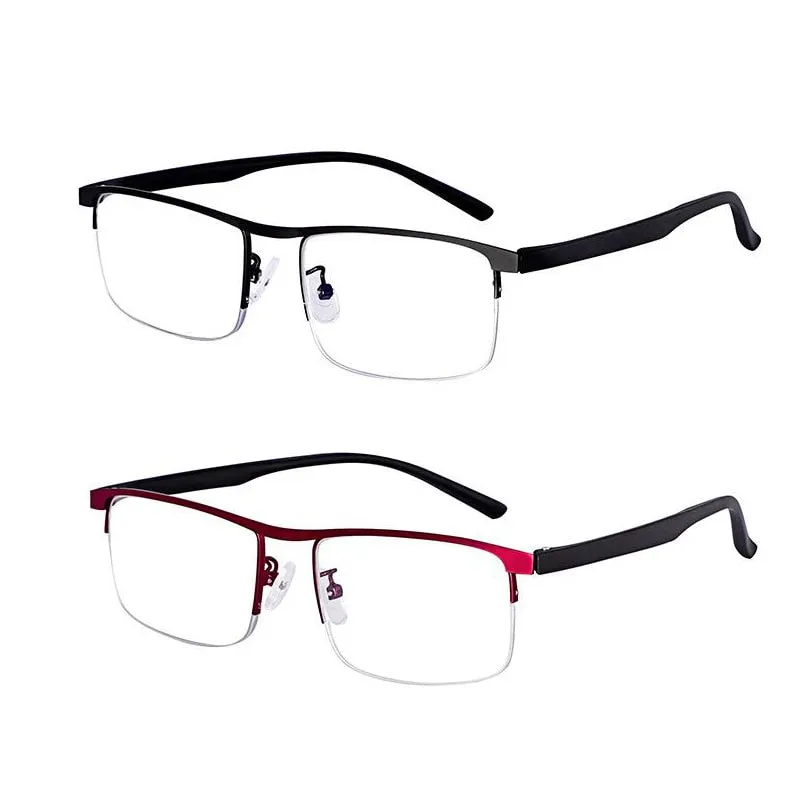 Evun Huo Unisex Full Rim Square Stainless Steel Progressive Reading Glasses 0998