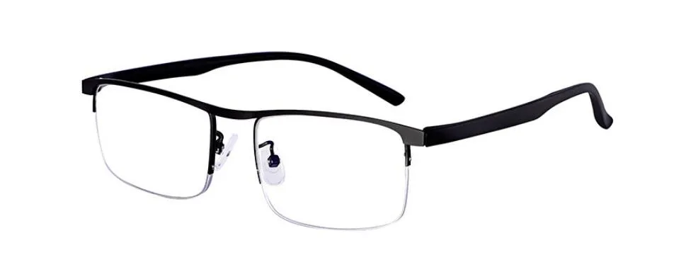 Evun Huo Unisex Full Rim Square Stainless Steel Progressive Reading Glasses 0998