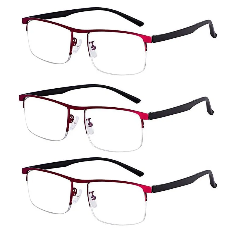 Evun Huo Unisex Full Rim Square Stainless Steel Progressive Reading Glasses 0998