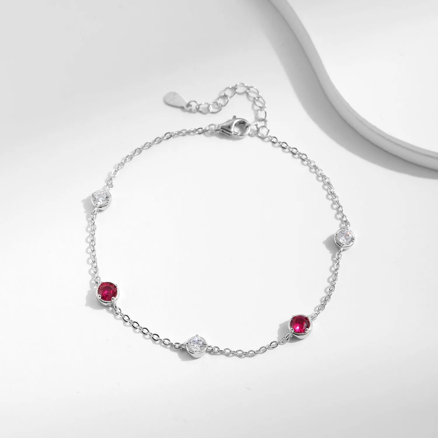 Exquisite Sterling Silver Ins Style Bracelet with Zircon Gems